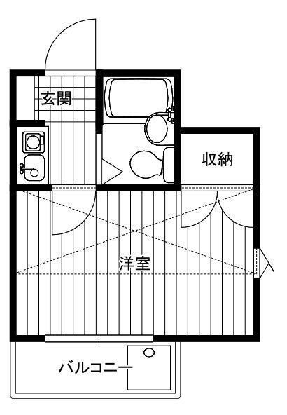 ヒルズ高座渋谷(1K/2階)の間取り写真