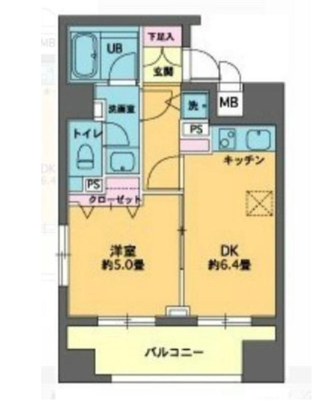 カスタリア新富町III(1DK/8階)の間取り写真