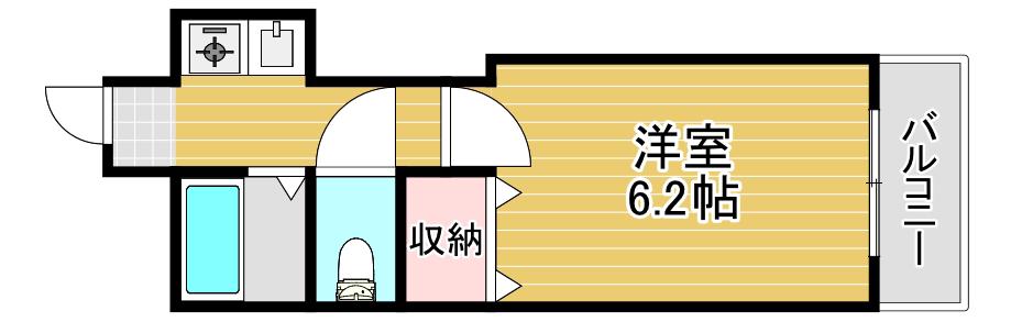 アルカン弐番館(1K/4階)の間取り写真