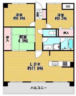 朝日プラザ東今宿(3LDK/6階)の間取り写真