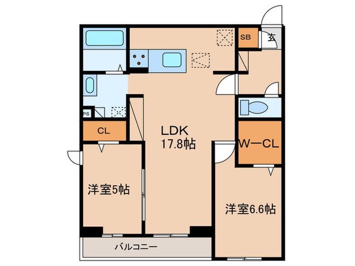 フューカスト(2LDK/3階)の間取り写真