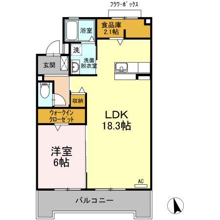 マンション英苑(1LDK/4階)の間取り写真