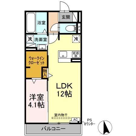 CREST RIDGE(1LDK/2階)の間取り写真