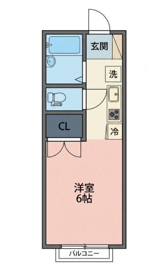 パレス玉穂(1K/1階)の間取り写真