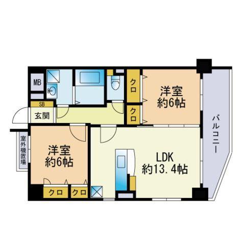 URBAN VILLA(2LDK/2階)の間取り写真
