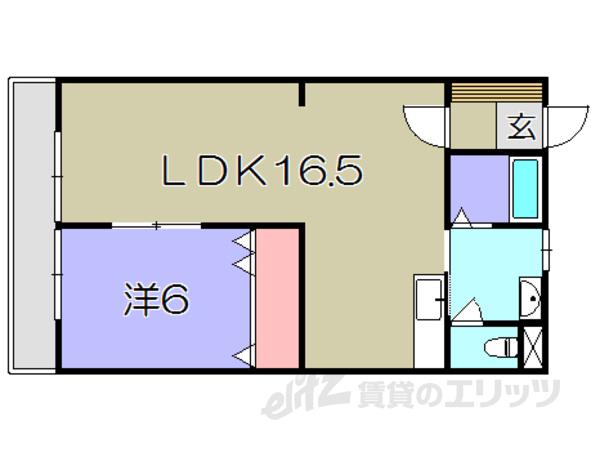 南方マンション(1LDK/2階)の間取り写真