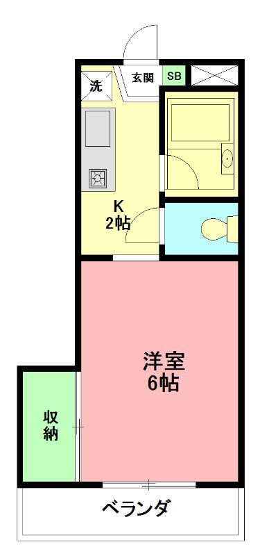メゾネ湘南(ワンルーム/2階)の間取り写真