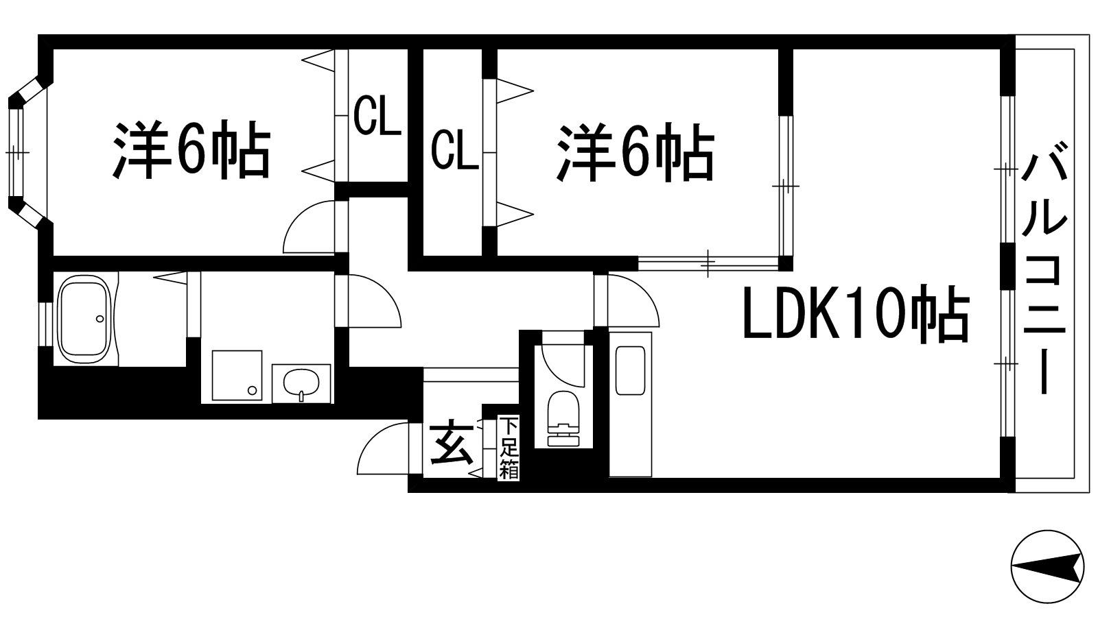 ルミエール山下(2LDK/2階)の間取り写真