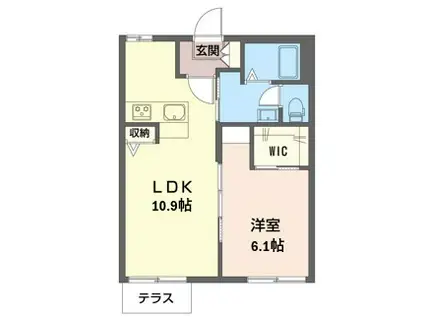 石上ヴィレッジ B(1LDK/1階)の間取り写真