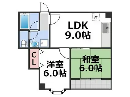 日栄ビル3号館(2LDK/6階)の間取り写真