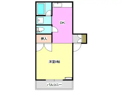 グリーン8キヨ(1DK/2階)の間取り写真