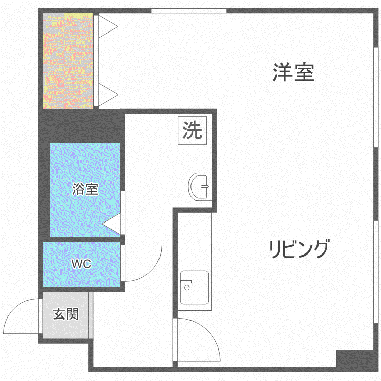 メテオール琴似(1LDK/2階)の間取り写真