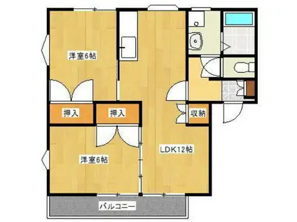 上津コーポC(2LDK/1階)の間取り写真