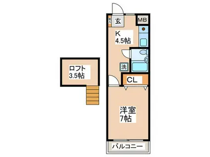 アリビオK III(1K/1階)の間取り写真