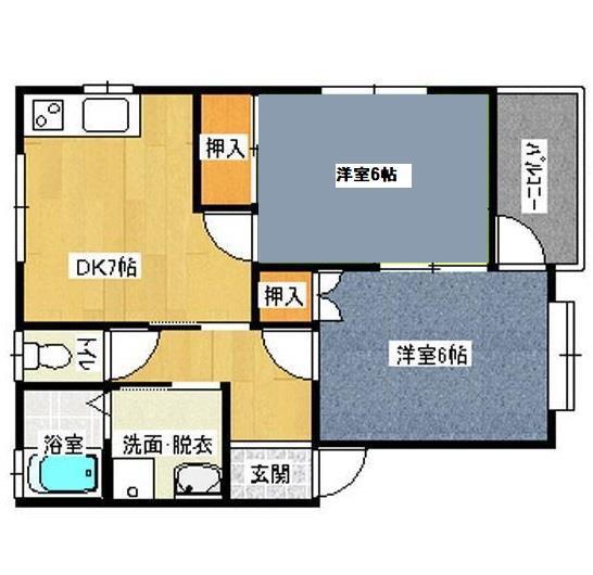 エトワール弓井(2DK/1階)の間取り写真