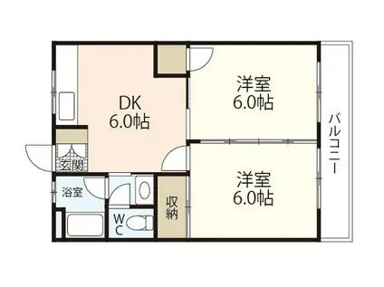 新原第5マンション(2DK/2階)の間取り写真