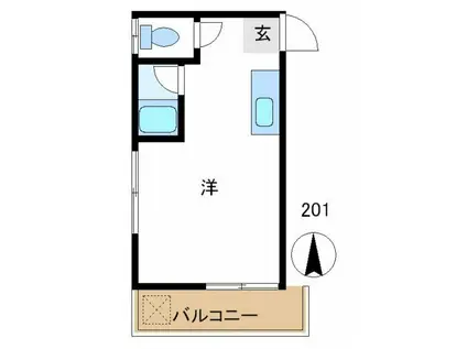 ユニハイム第3(ワンルーム/2階)の間取り写真