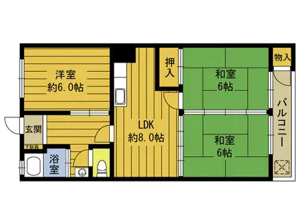 サンコーポ三芳305号(3DK/3階)の間取り写真