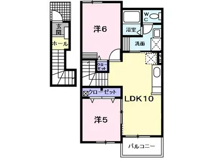 ベルデュールII(2LDK/2階)の間取り写真