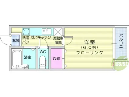 オアシス長町B(1K/1階)の間取り写真