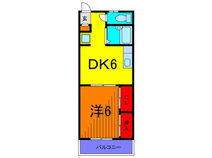 マンション稲村(1DK/2階)の間取り写真