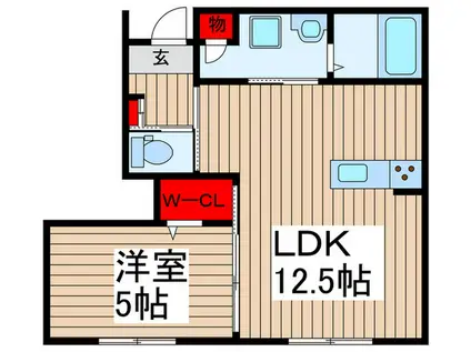 ディコトーネIII(1LDK/1階)の間取り写真