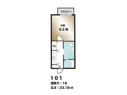 グランニール稲毛東II(ワンルーム/1階)の間取り写真