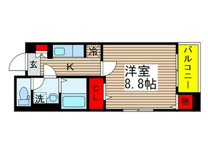 アペルトカーサ佐倉(1K/2階)の間取り写真