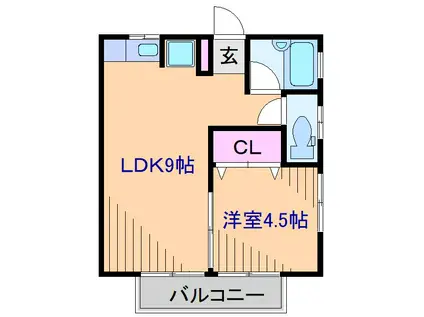 エスポワールI(1LDK/1階)の間取り写真