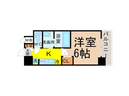 エステムコート名古屋ステーションクロス(1K/14階)の間取り写真