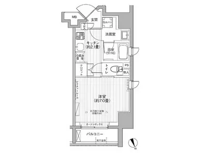 CYPRESS ONARIMON(1K/7階)の間取り写真