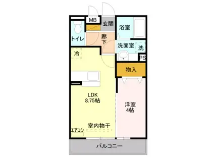 Dクレアーレ(1LDK/2階)の間取り写真