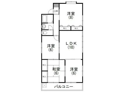 住吉Uハイツ(4LDK/3階)の間取り写真