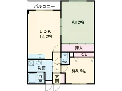 Sコートグレイン(2LDK/1階)の間取り写真