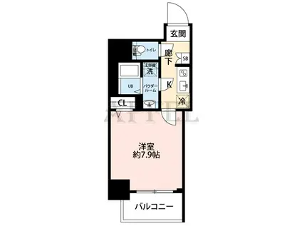 エグゼ堺筋本町(1K/14階)の間取り写真