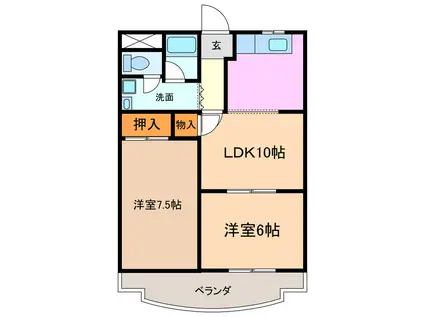 サンシャイン香久山(2LDK/3階)の間取り写真