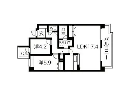ライオンズヒルズ貴船(2LDK/4階)の間取り写真
