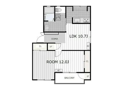 QUARTERS(1LDK/2階)の間取り写真