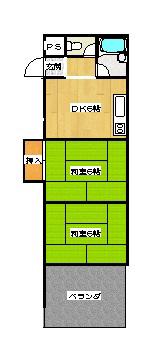 深野ハイツ(2DK/3階)の間取り写真