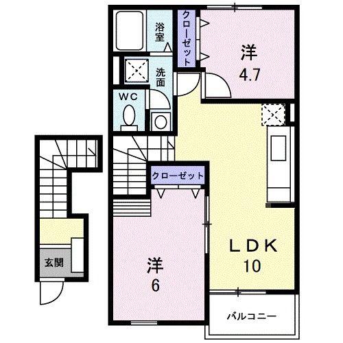 ウランタン壱番館(2LDK/2階)の間取り写真