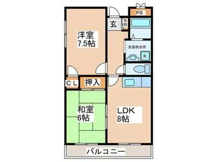 レジデンス天美(2LDK/1階)の間取り写真