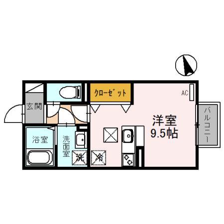 ハーフタイムIMAZU(ワンルーム/1階)の間取り写真