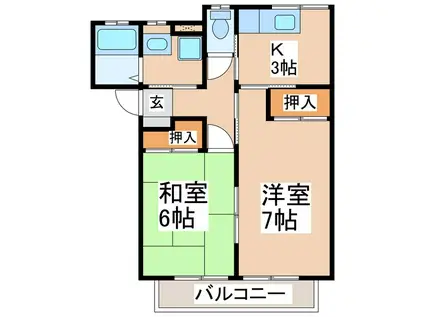 シェモワ国分B(2K/2階)の間取り写真