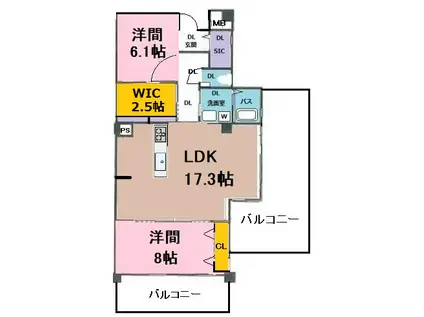 ホンゴールリオ(2LDK/6階)の間取り写真