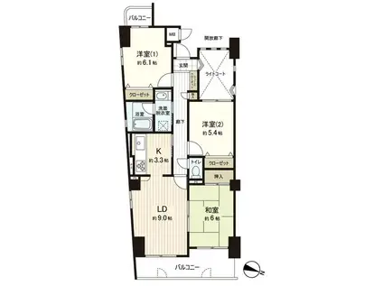 グランドメゾン翠II(3LDK/5階)の間取り写真