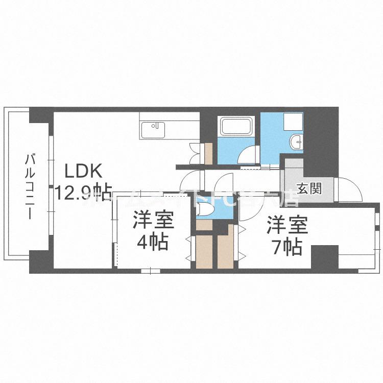 ルチューレ西梅田(2LDK/3階)の間取り写真