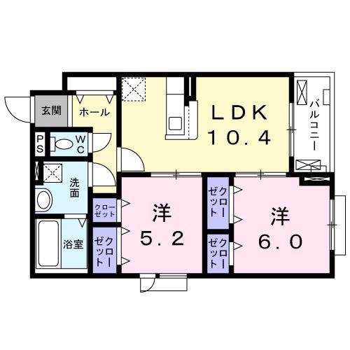ベルベール(2LDK/3階)の間取り写真
