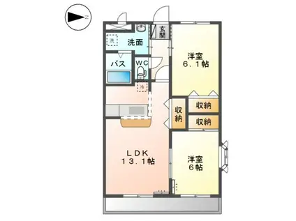 クローバービル(2LDK/3階)の間取り写真