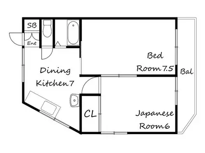 ハイツ高丸(2DK/2階)の間取り写真