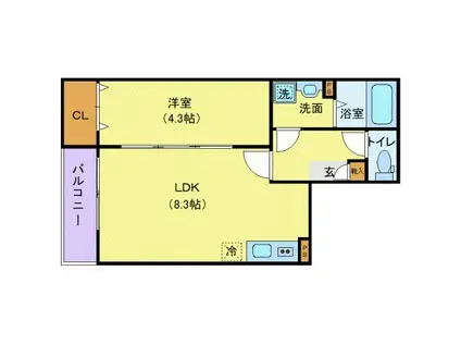 ジーメゾン豊春(1LDK/1階)の間取り写真